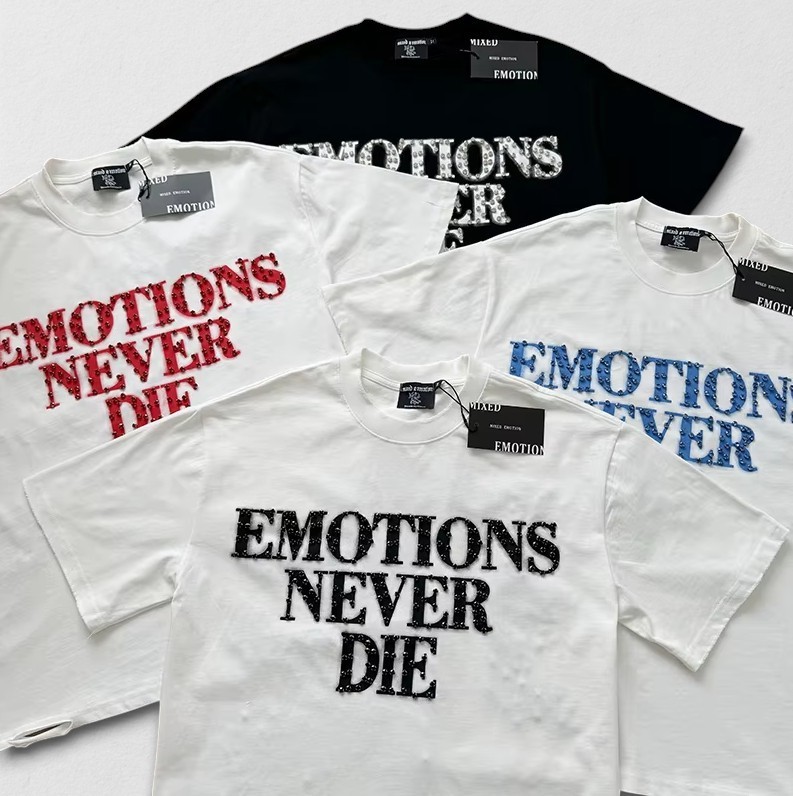 Mixed Emotion « Emotions Never Die » Rhinestone Tee Multiple Colors Small-Large