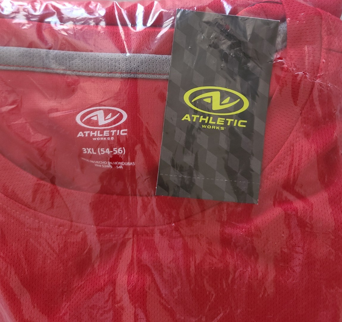 ATHLETIC WORKS Mens T-Shirt SIZE 3XL (54-56) DriWorks Short Sleeve Red