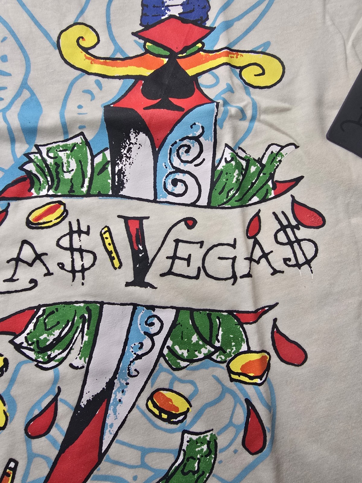 Ed Hardy Las Vegas Skull Poker Graphic Mens Size XL T Shirt Tattoo Art