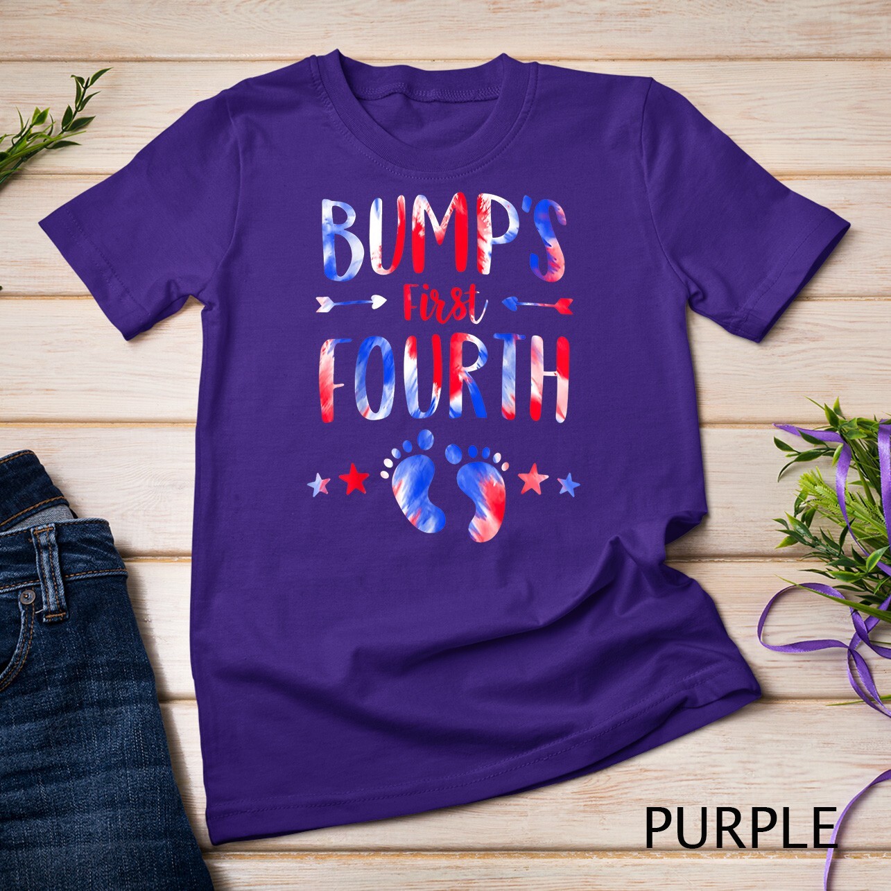 Bump’s First 4th Of July Pregnancy Independence Day Tie Dye Unisex T-shirt