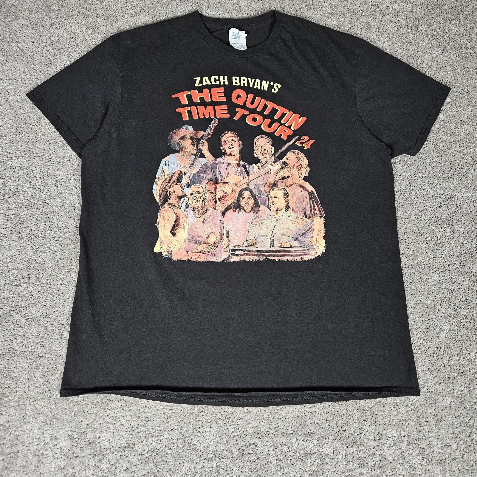 Zach Bryan Shirt Adult XL Black T-Shirt 2024 The Quittin Time Tour Country Music