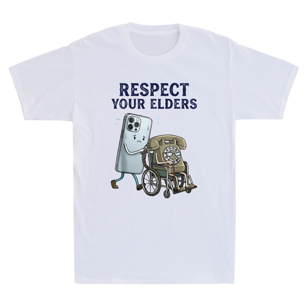 Respect Your Elders Retro Smartphone Technology Funny Meme Quote Men&rsquo;s T-Shirt
