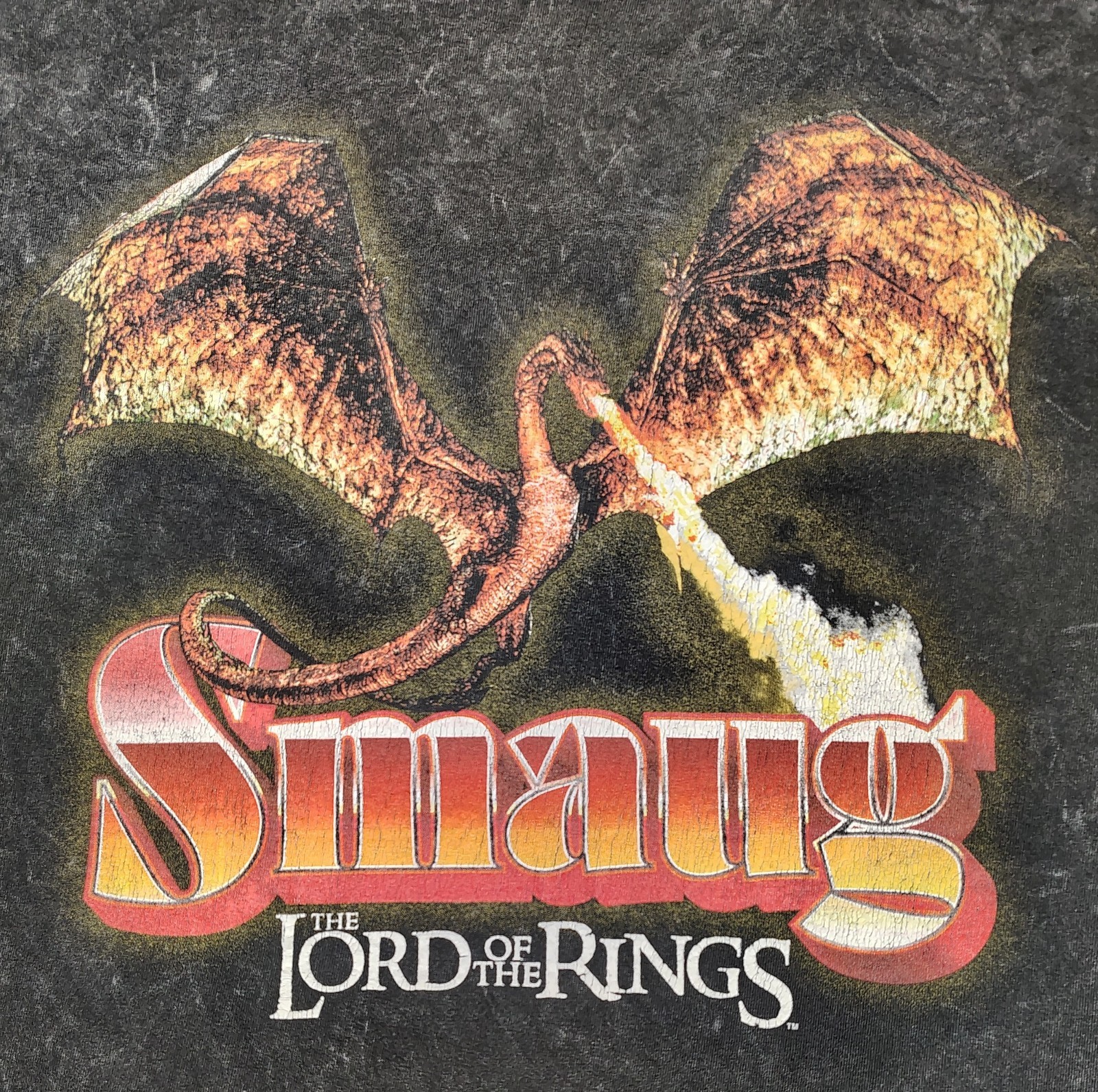Vintage Smaug Hobbit Lord Of The Rings Movie Promo T-shirt XL Black Crystal Wash