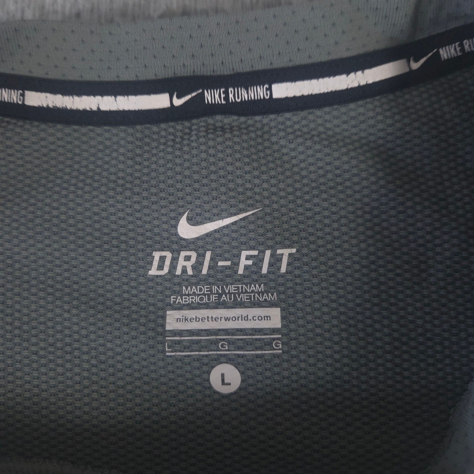 Nike Shirt Mens Large Grey Running Contour Dri-Fit Mesh Long Sleeve Training Top