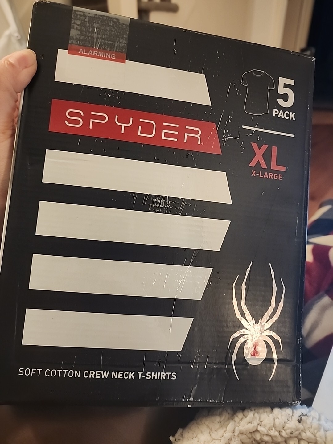 SPYDER Men&rsquo;s 5-Pack 100% Soft Cotton Crew Neck White T-Shirts NWT $90 NIB