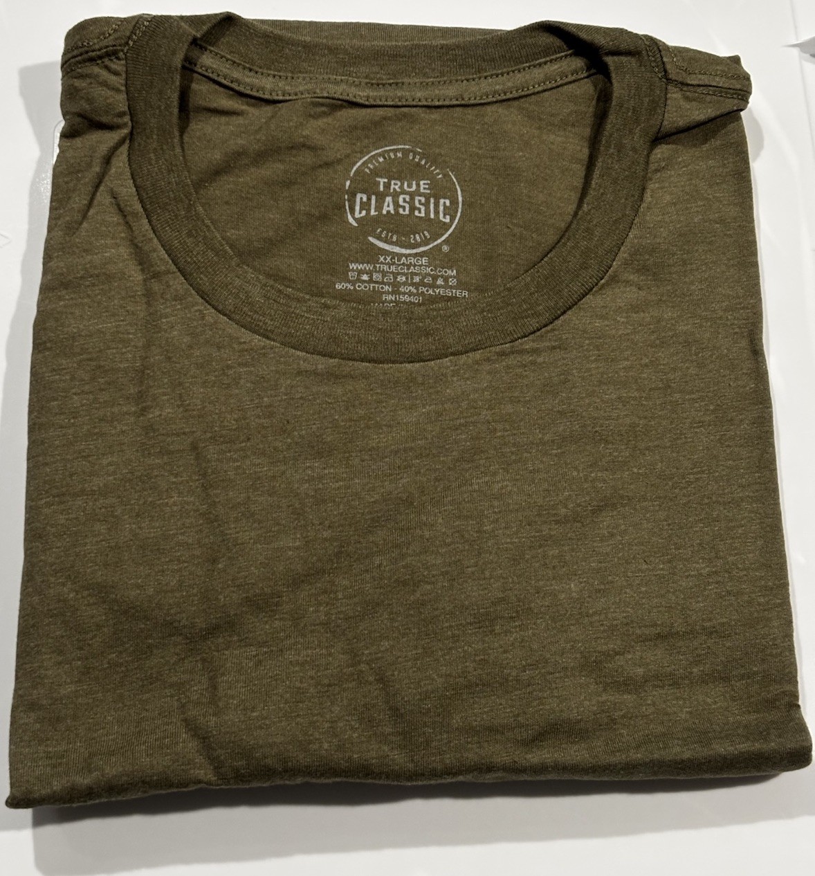 True Classic Men’s Crew Neck T-Shirt XXL Olive Green Short Sleeve New