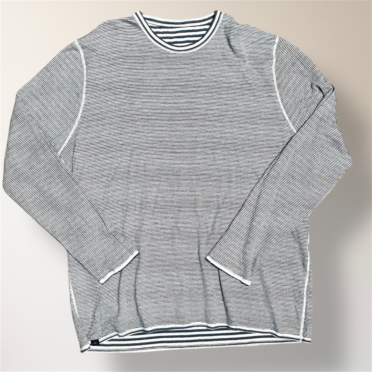 Faherty XXL Reversible Cloud LS Tee Stone Peak Stripe Pima Cotton Soft Coastal