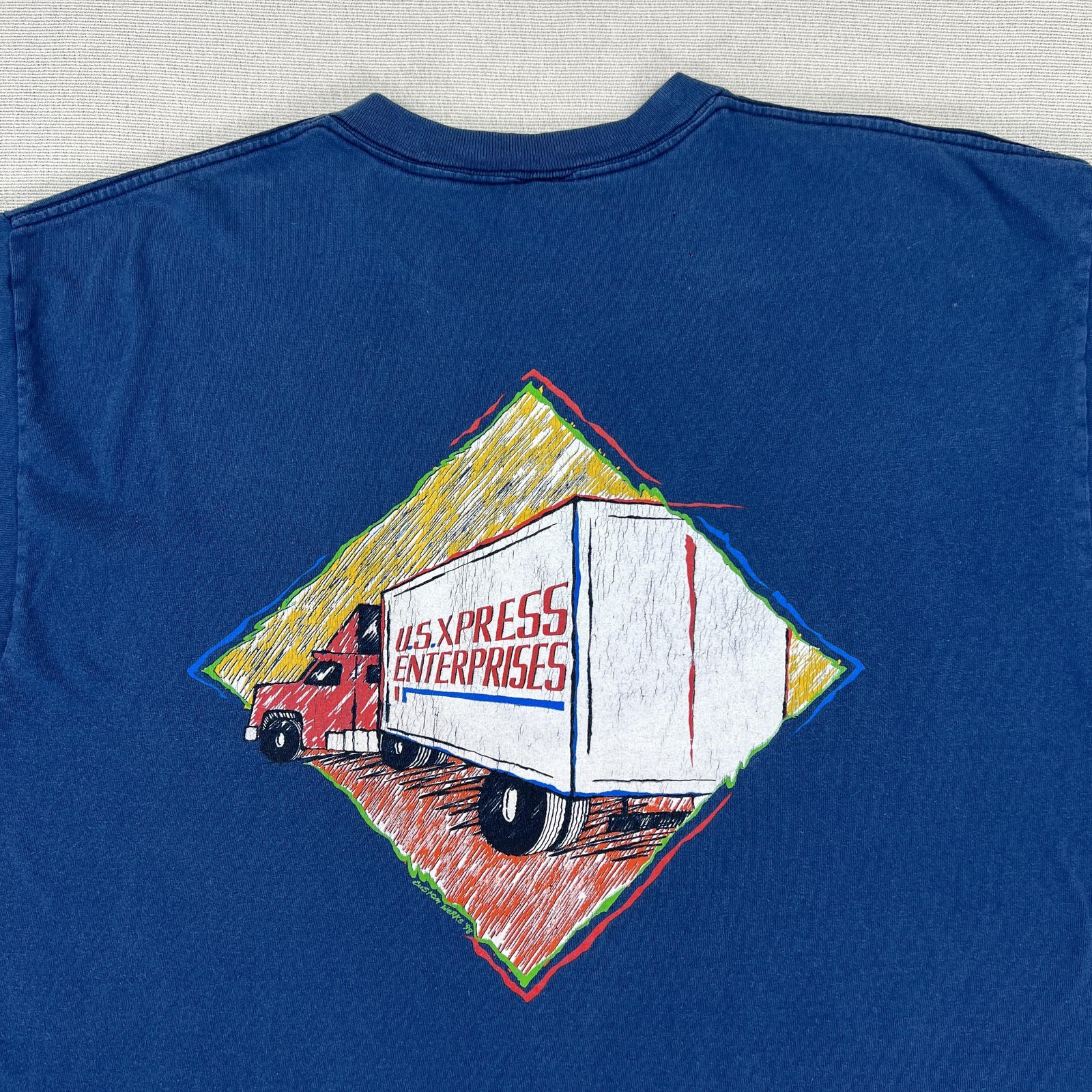 Vintage 1998 U.S. Xpress Enterprises Shirt Mens XL Pocket Tee Trucker Made USA