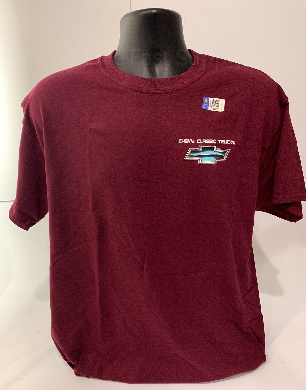 1967-72 Chevy C10 Pickup T-Shirt – Maroon w/ Orange & Teal Trucks (Licensed)