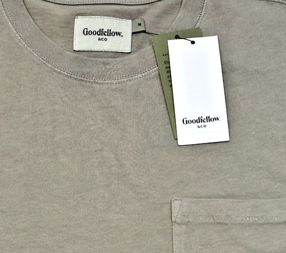 Goodfellow & Co Men&rsquo;s Heavyweight Crewneck Taupe Pocket T-Shirt Size Medium New