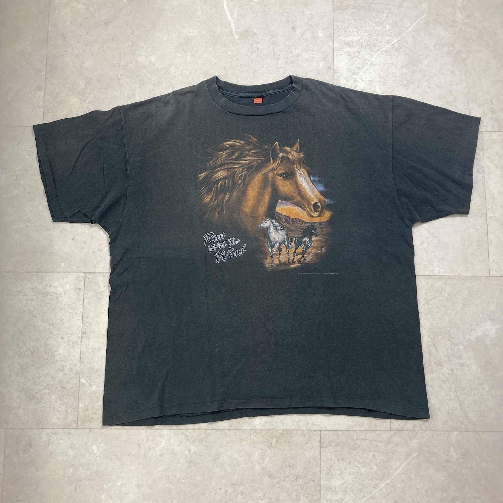 vintage 90s horse american western animal nature faded boxy tee xxl