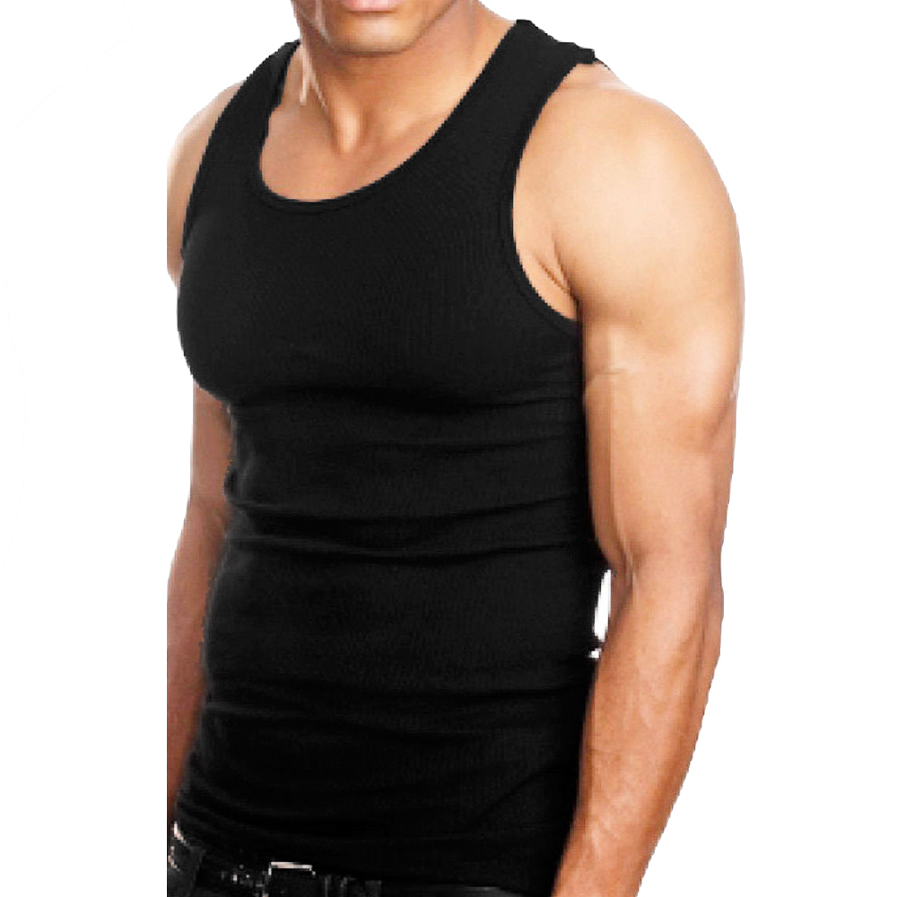 3 or 6 Men 100% Cotton Tank Top A-Shirt Wife Beater Undershirt Ribbed Muscle Tee