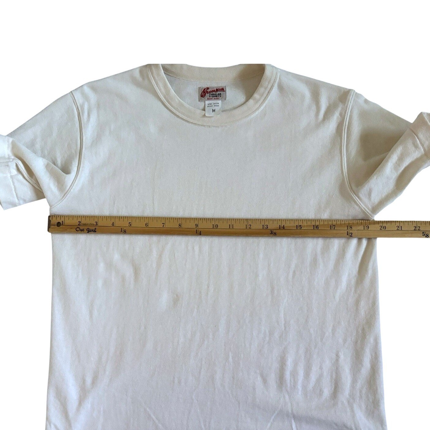 Bronson Loopwheel Tubular Athletic T-Shirt Men M Apricot Cream Beige Heavyweight