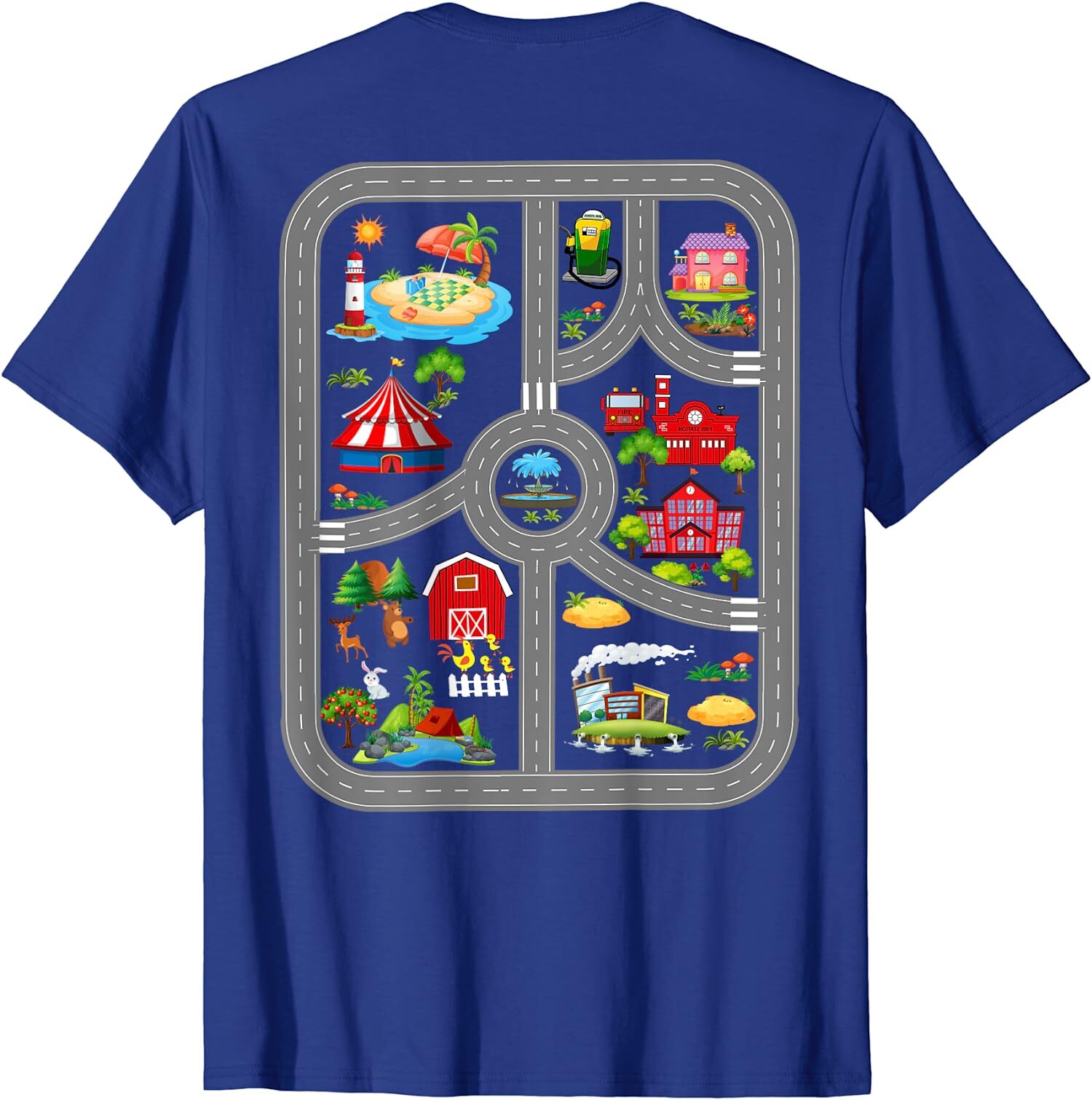 Play Cars On Dad&rsquo;s Back Mat Road Car Race Track T-Shirt On Back