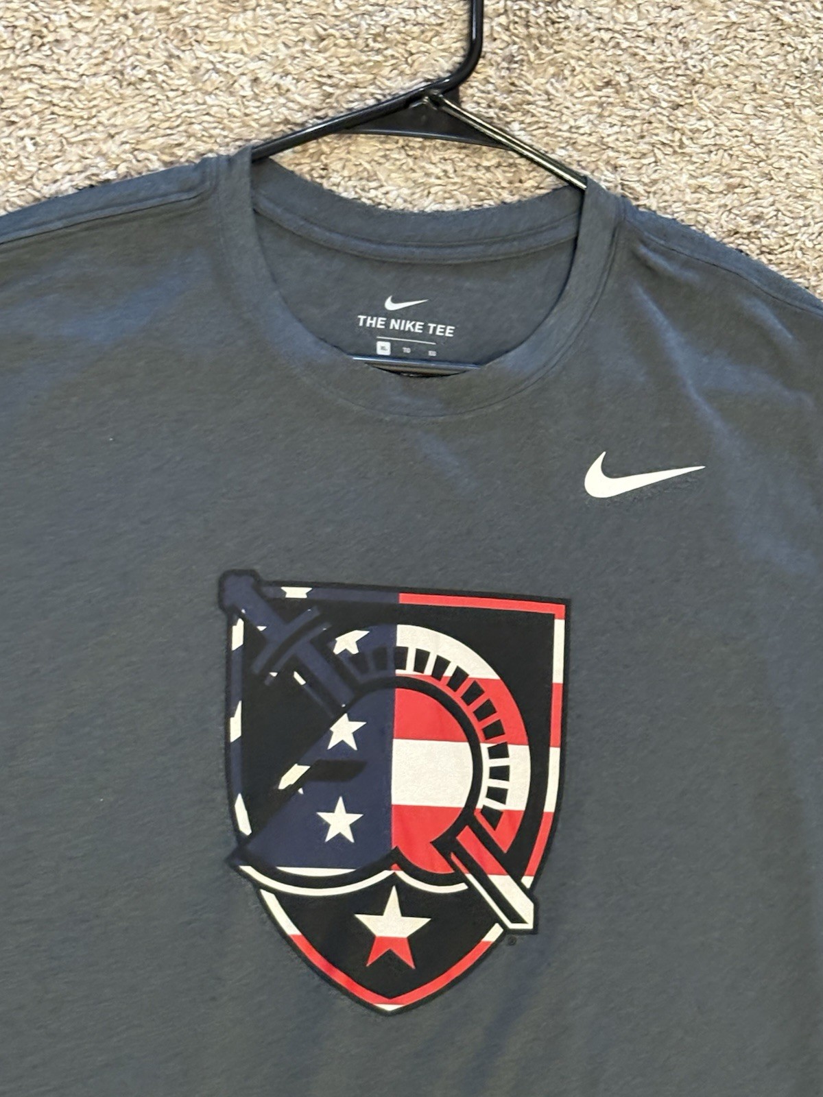Nike West Point Army T-Shirt Grey American Flag Logo Dri Fit Mens XL