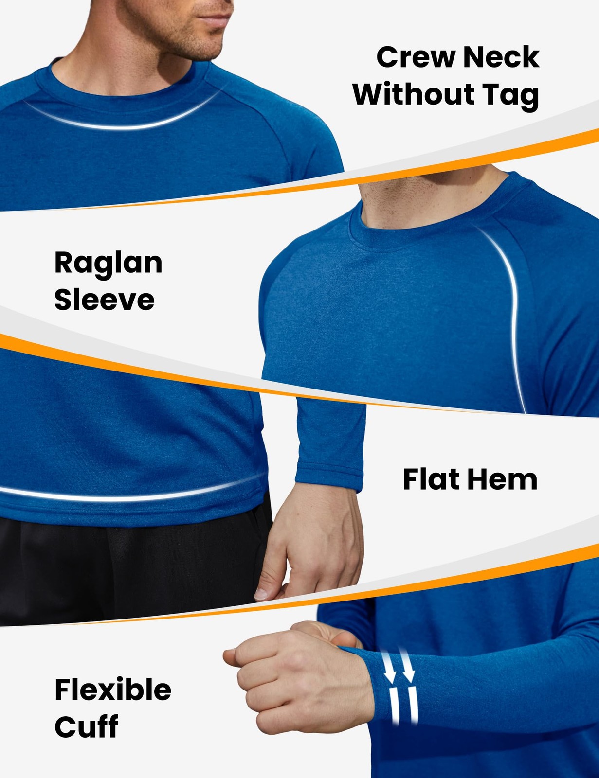 5 Pack Long Sleeve Shirts for Men – Quick Dry Moisture Wicking UPF 50+ Sun Pr…