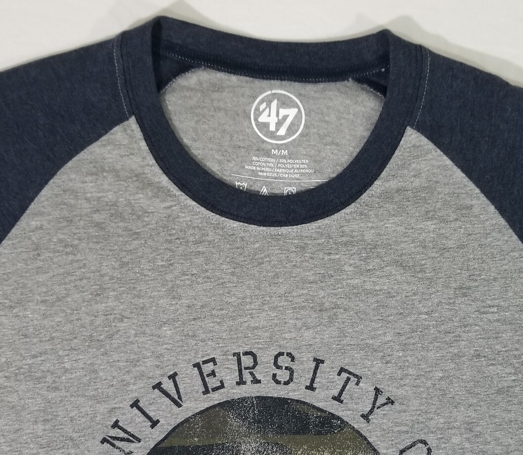 &rsquo;47 Brand MICHIGAN WOLVERINES Operation Hat Trick Raglan 3/4 T-Shirt Adult M NWT