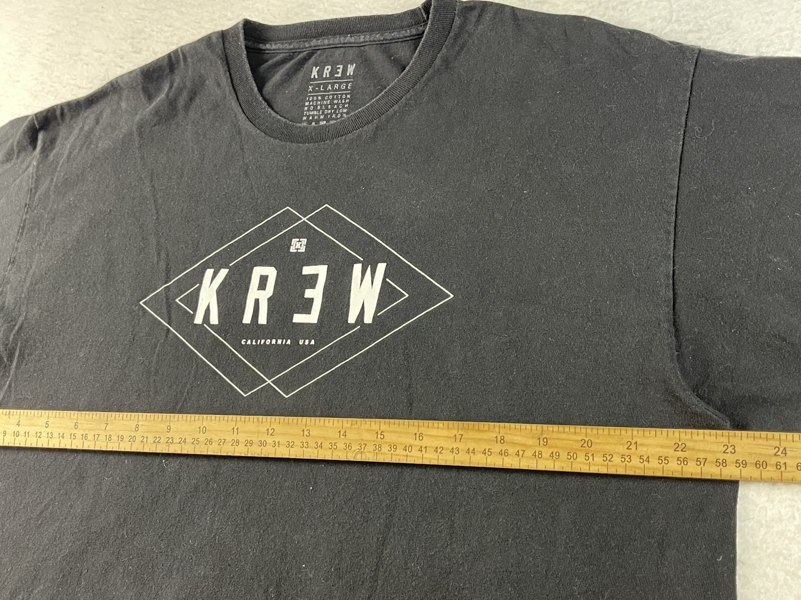 Krew California Men’s XL USA Black T-Shirt 100% Cotton