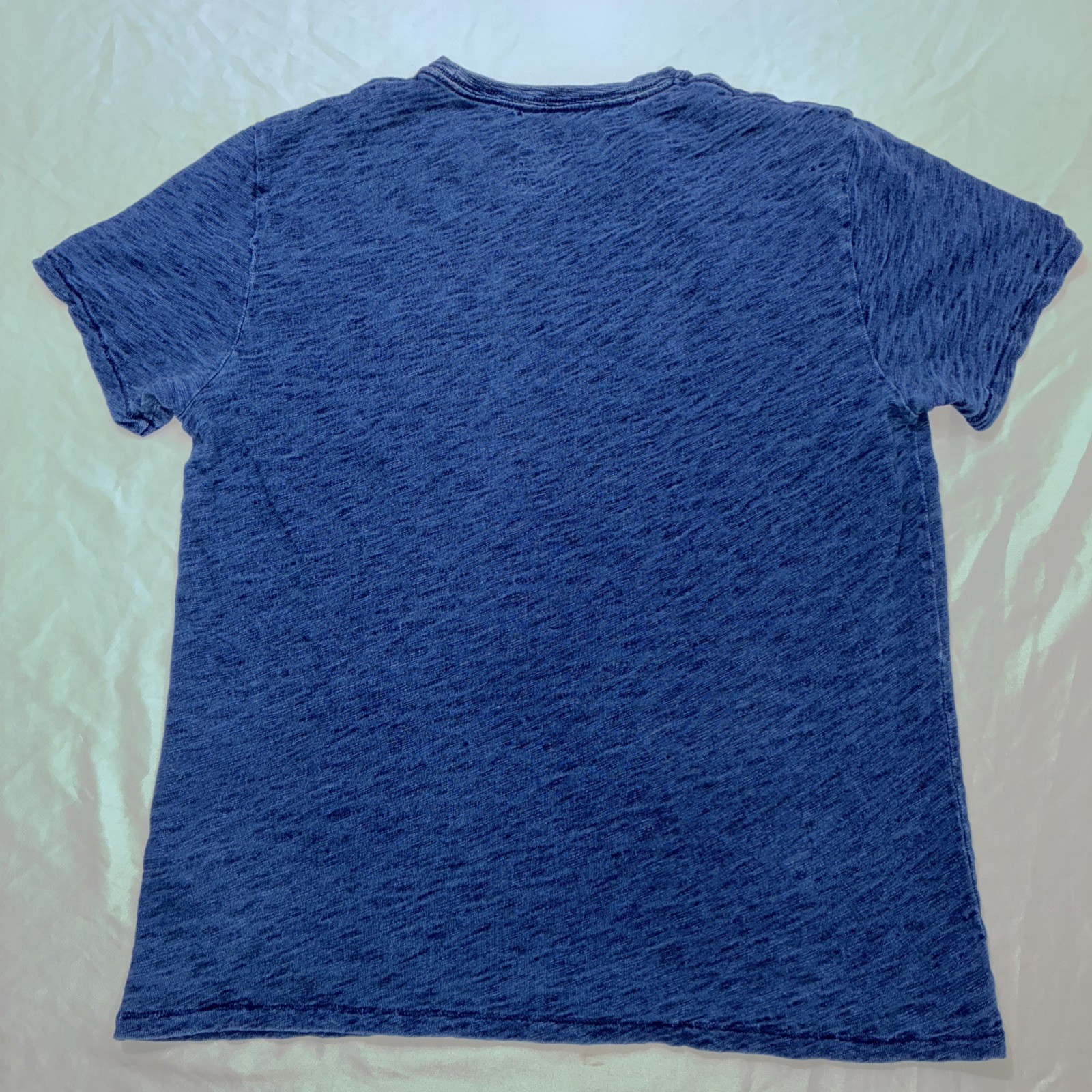 Wallace & Barnes Indigo Blue Heathered Crew Neck Long Sleeve T Shirt – M Medium