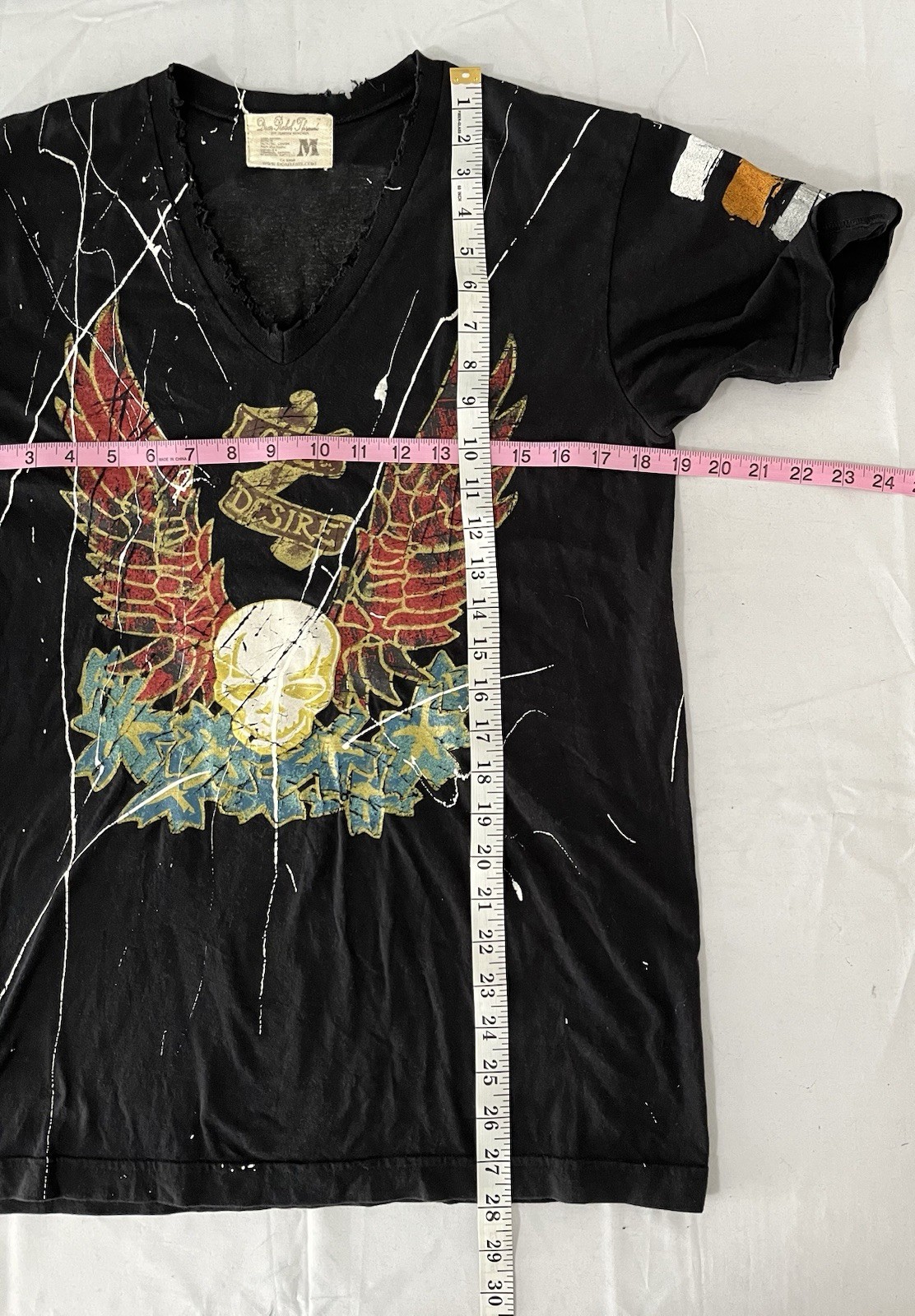 Dom Rebel Love Desire Size Medium Black Distressed Double Sided Graphic Tshirt