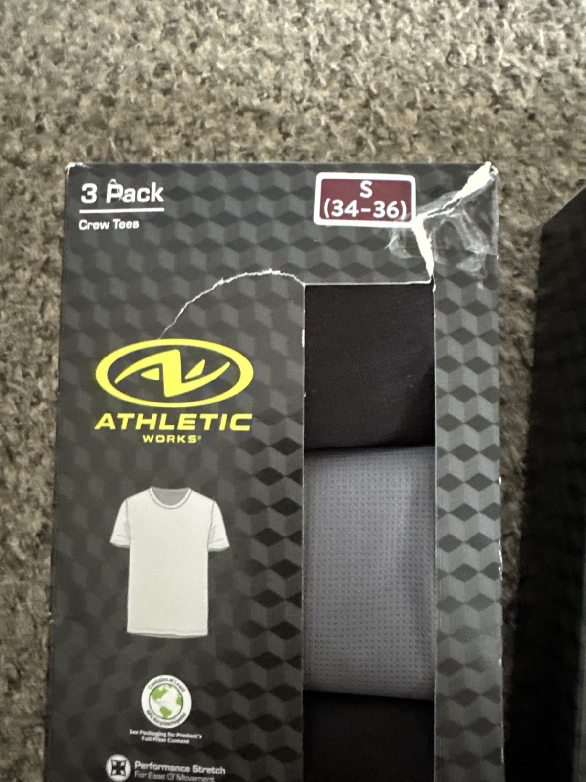 2 Packs Of 3 Athletic Works Men&rsquo;s S 34-36 Crew Neck T-Shirts Performance (6 )