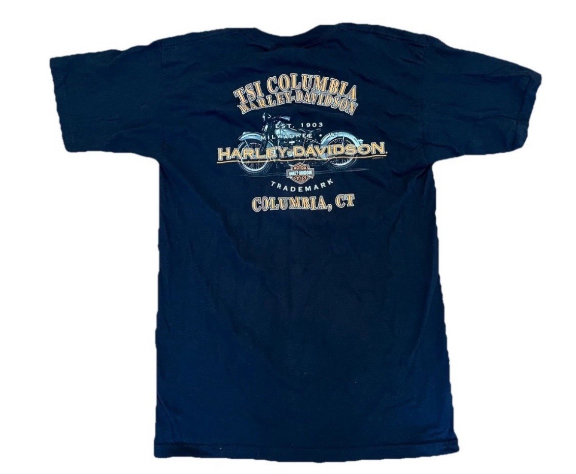Vintage Harley Davidson T-Shirt Men&rsquo;s Large TSI Columbia CT Black Graphic Tee