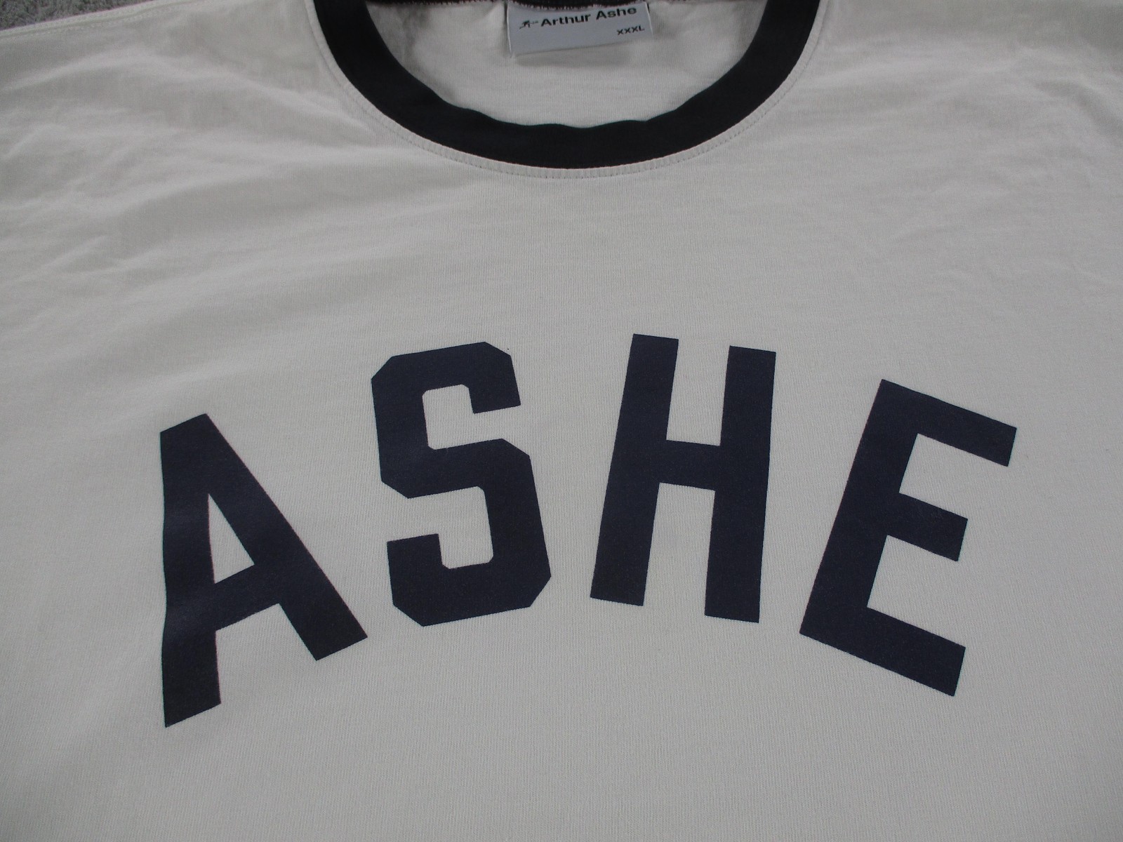 Arthur Ashe Shirt Mens 3XL White ASHE Logo Ringer Tennis Graphic T-Shirt