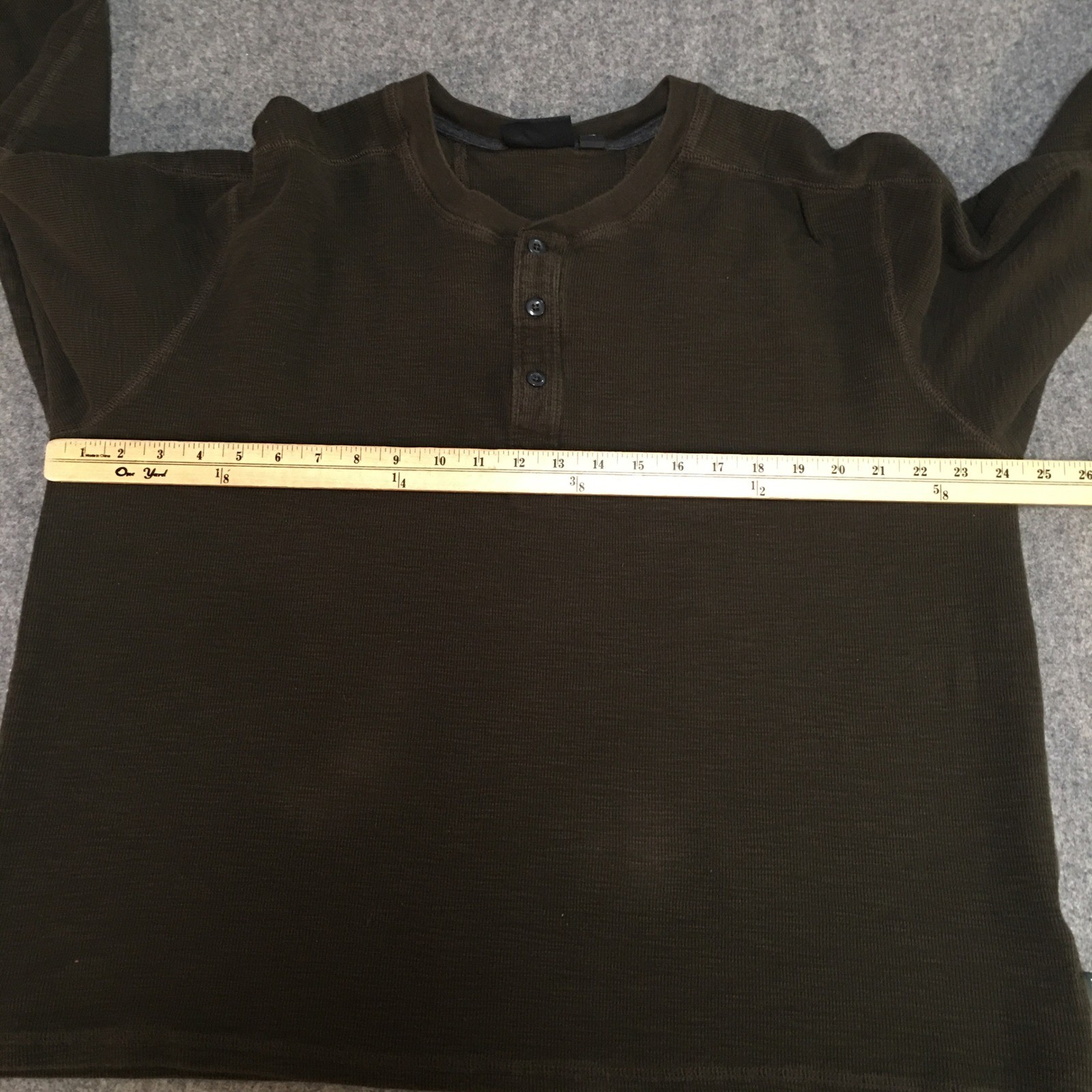 Field & Stream Henley Thermal Shirt Men XL Green Long Sleeve Waffle Knit Outdoor
