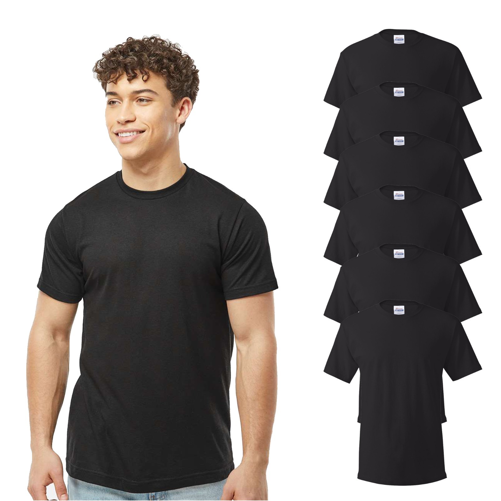 Hanes Essential-T Men&rsquo;s Black T-Shirt 6-Pack | Classic Fit | 100% Cotton | S-5XL