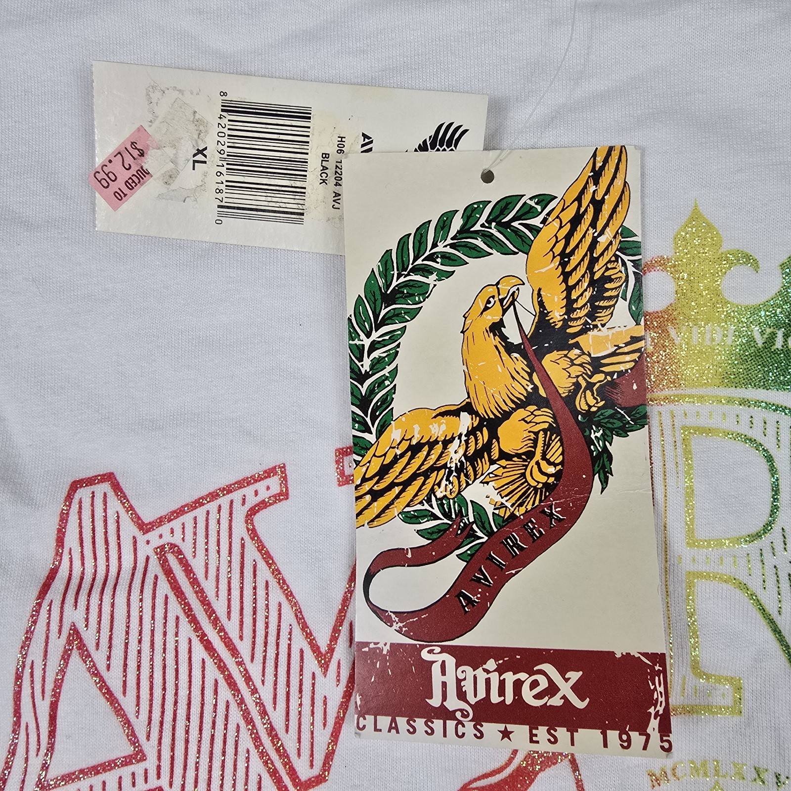 Avirex Vintage Men&rsquo;s Size Extra Large XL Long Sleeve Rasta Logo Shirt New Flaws