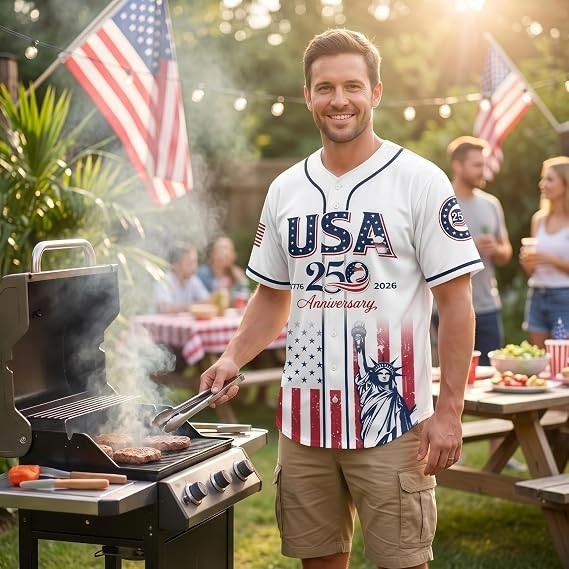 USA 250 Year Anniversary Baseball Jersey Statue of Liberty Patriotic Shirt