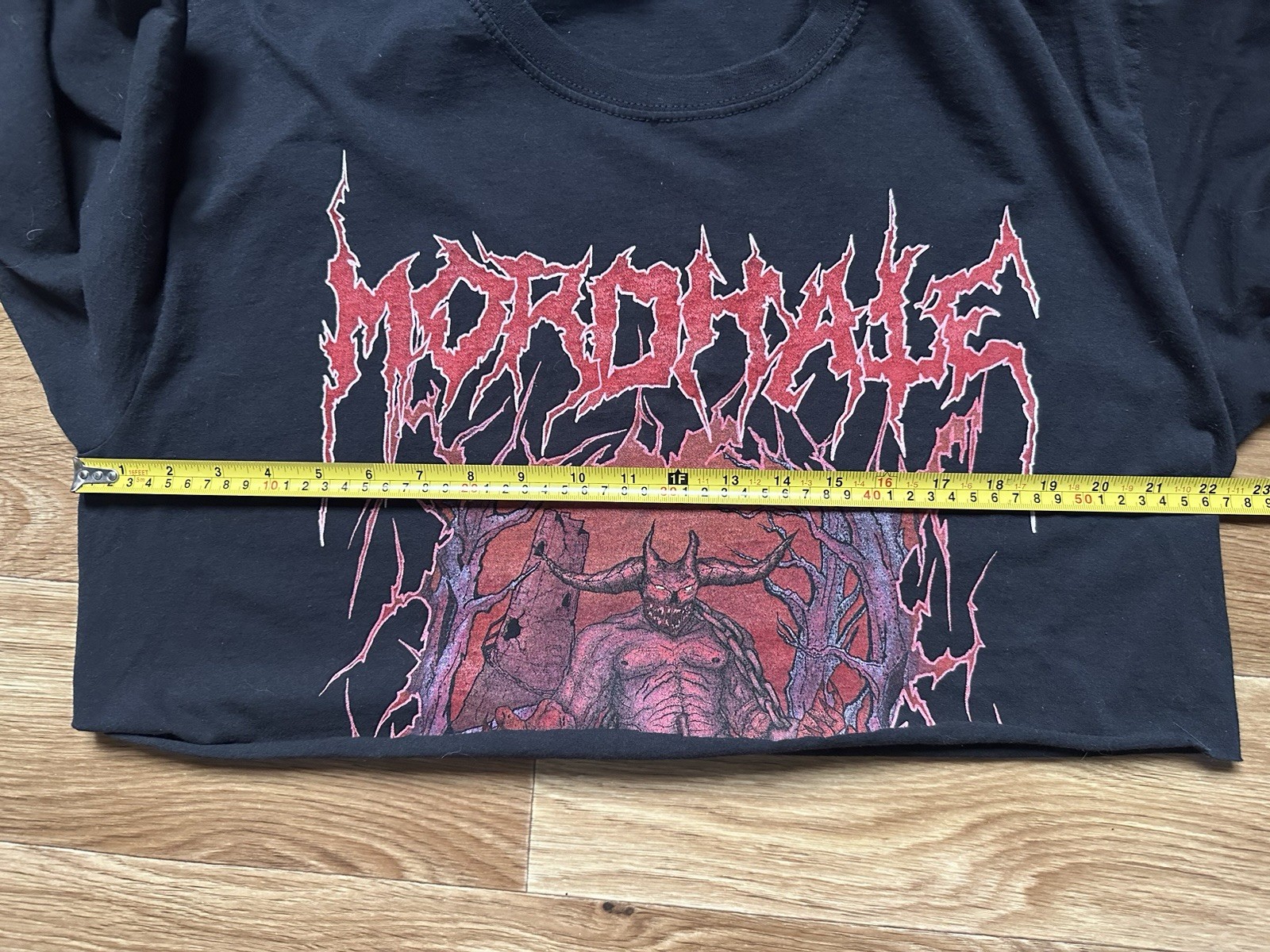 Vintage Metal Band T-Shirt MORDHALE Black Long Sleeve Custom Cropped Grunge Tee