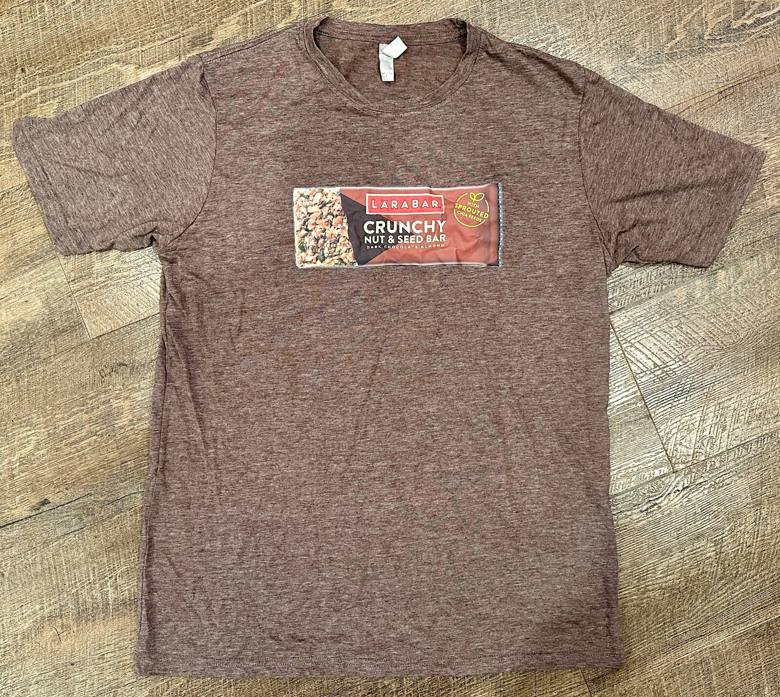 LaraBar Crunchy Nut & Seed Bar Thin Poly-Cotton Brown Large Short Sleeve T-Shirt