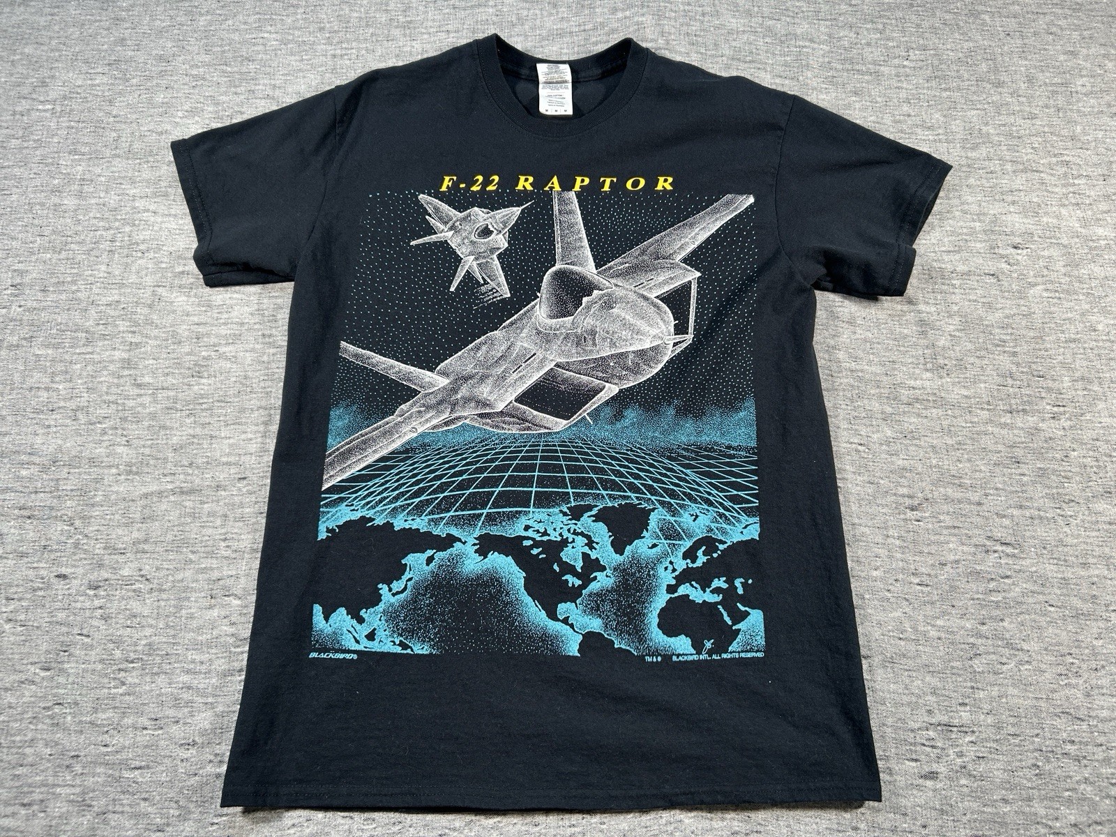 F-22 Raptor Shirt Mens Medium Black Blackbird Airplane Military Fighter Jet