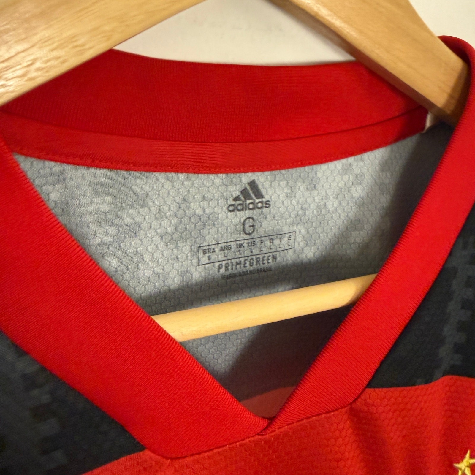 Adidas Flamengo Brazil FIFA Soccer Football Sports Jersey Large Red Black
