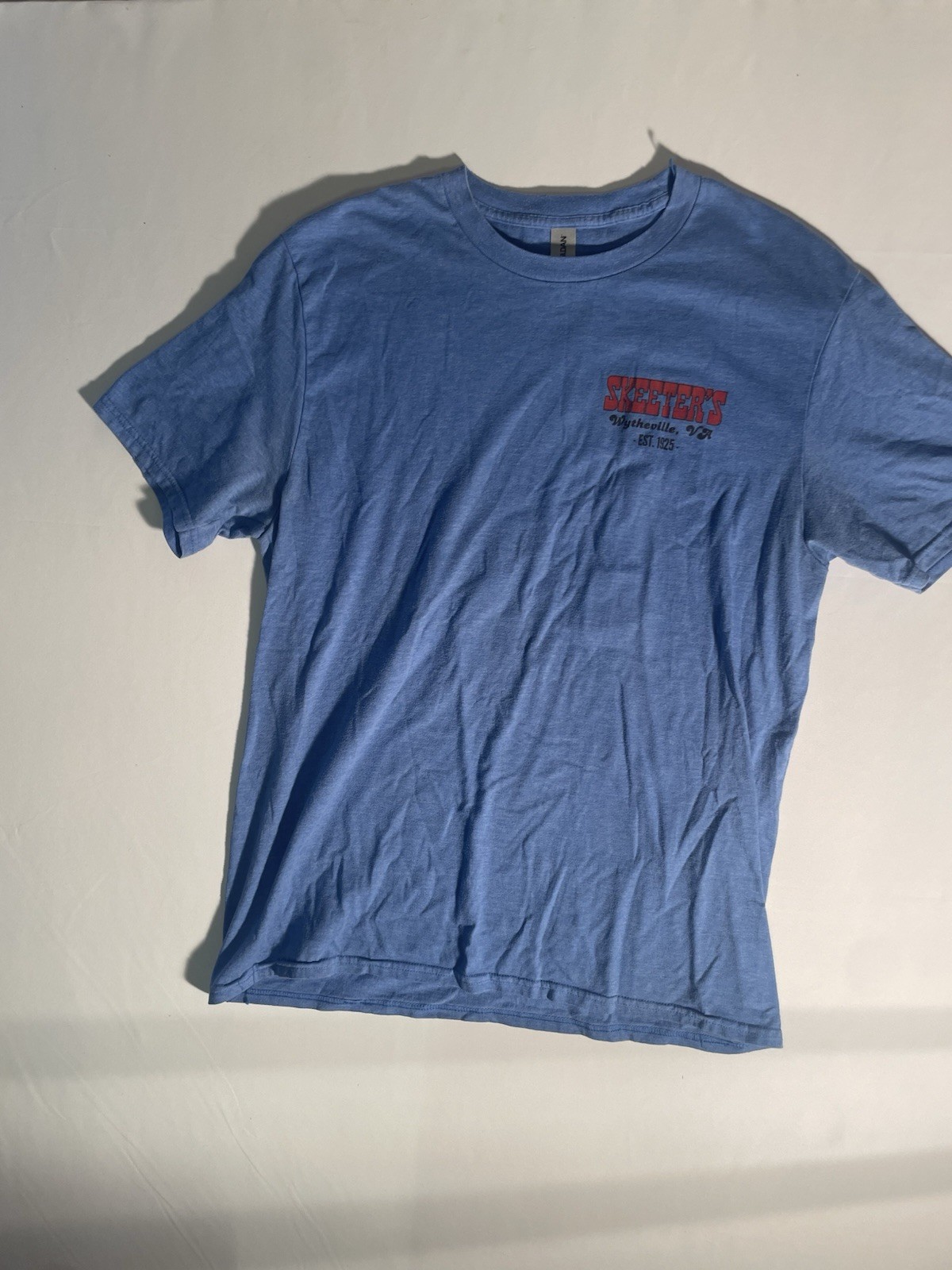 Men’s L Blue Cotton Crewneck Short Sleeve Skeeter’s Hot Dogs Tee