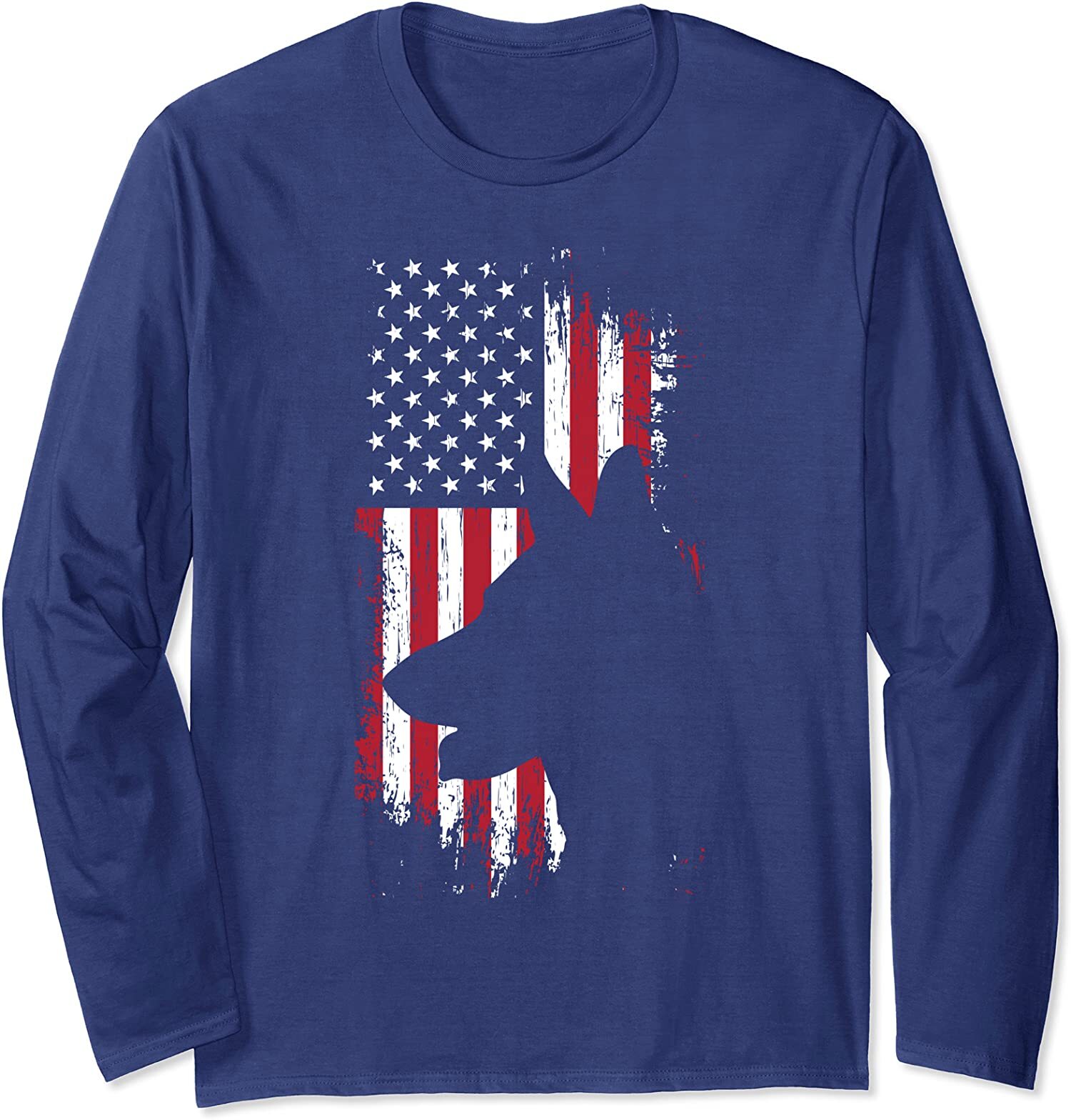 German Shepherd American Flag USA Patriotic Dog Long Sleeve T-Shirt