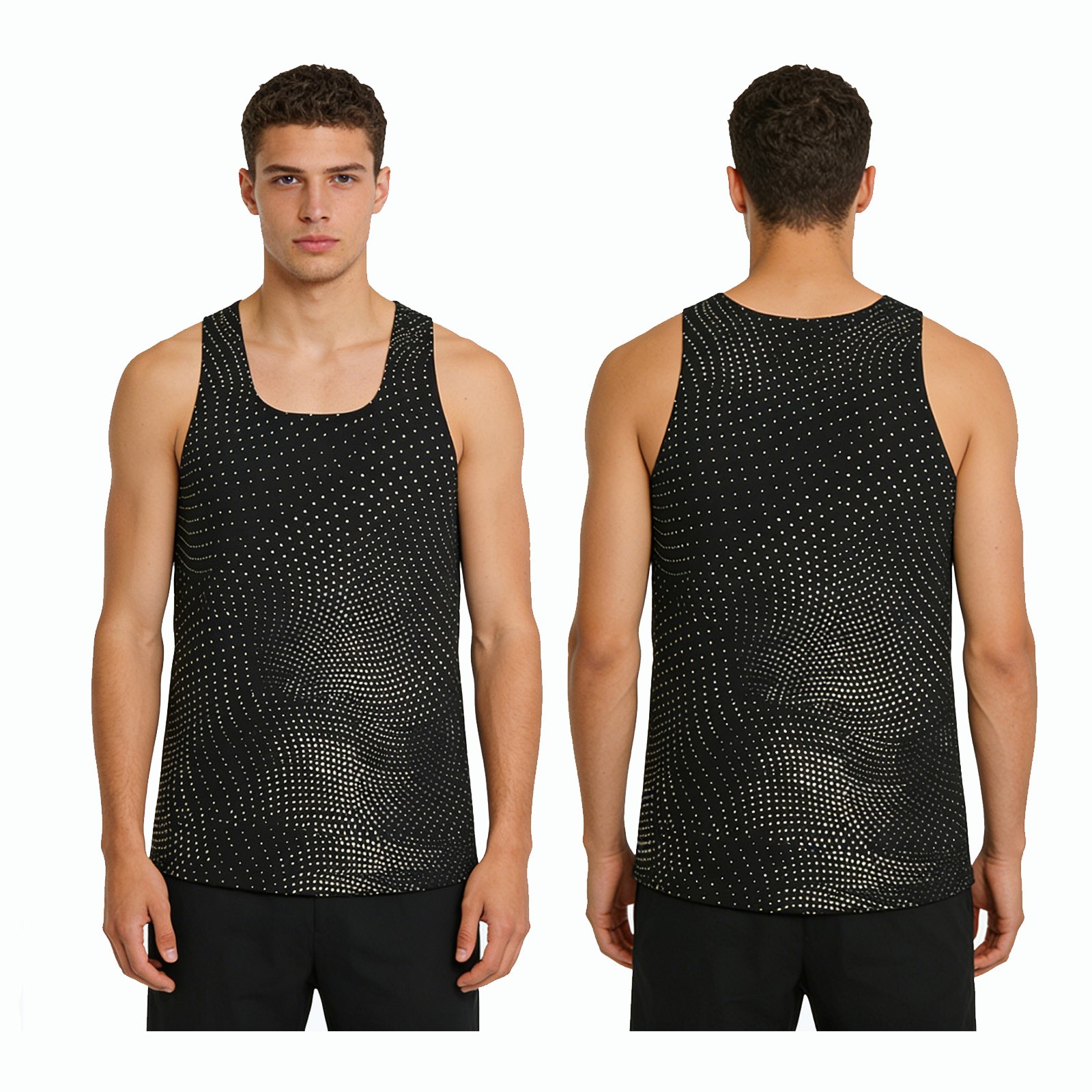 Men Tops Regular Fit Vest Trendy Streetwear Summer Shirts Square Neck Clubwear