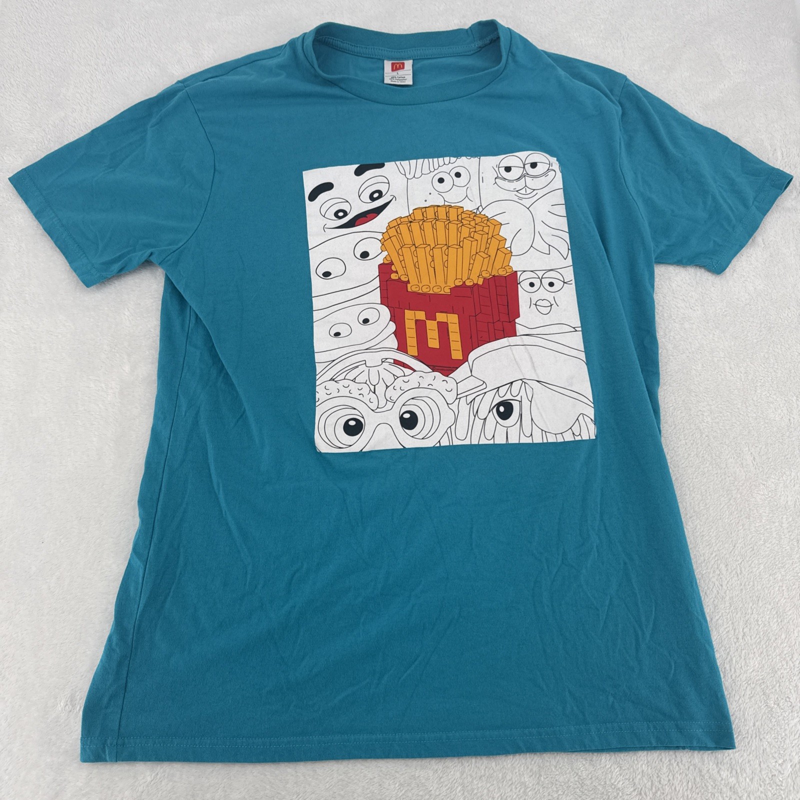 McDonald’s Graphic Sky Blue Collectors French Fry T-Shirt Size Large Pre Owned