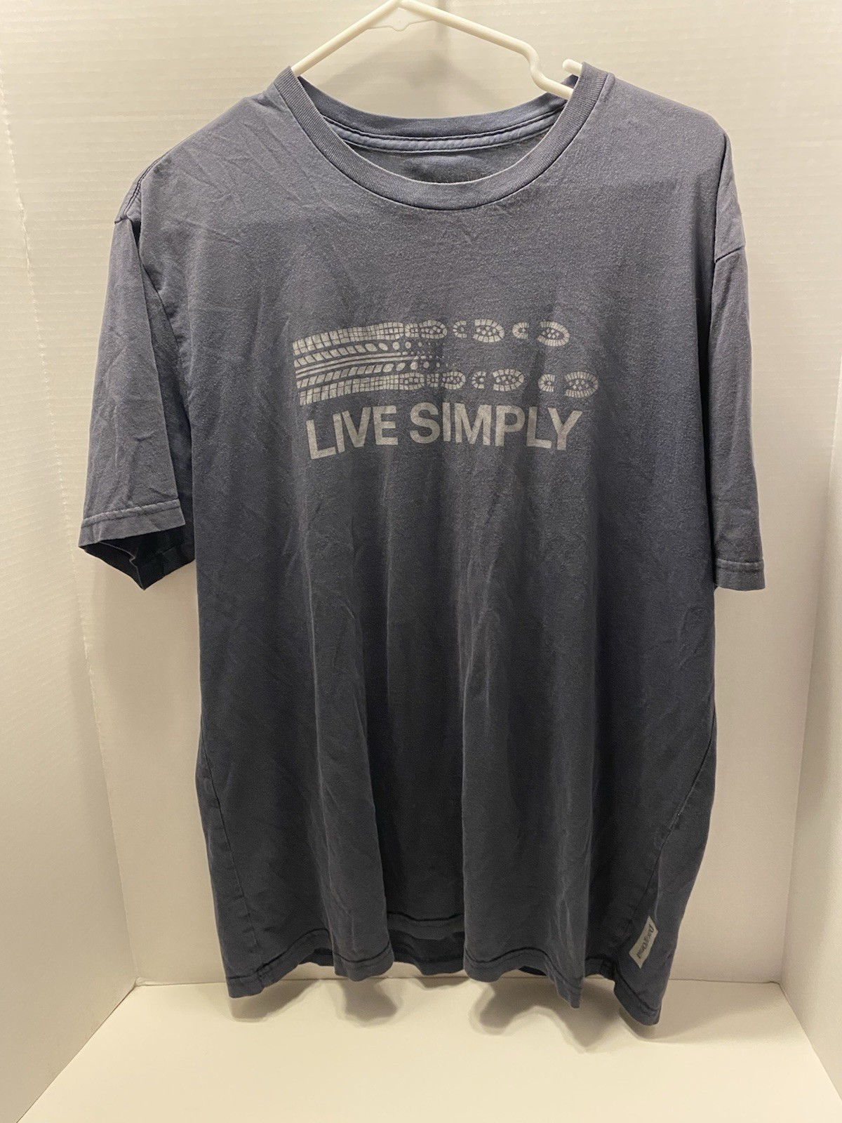Patagonia Shirt Mens Medium Live Simply Organic Cotton Graphic Tee Size L Blue