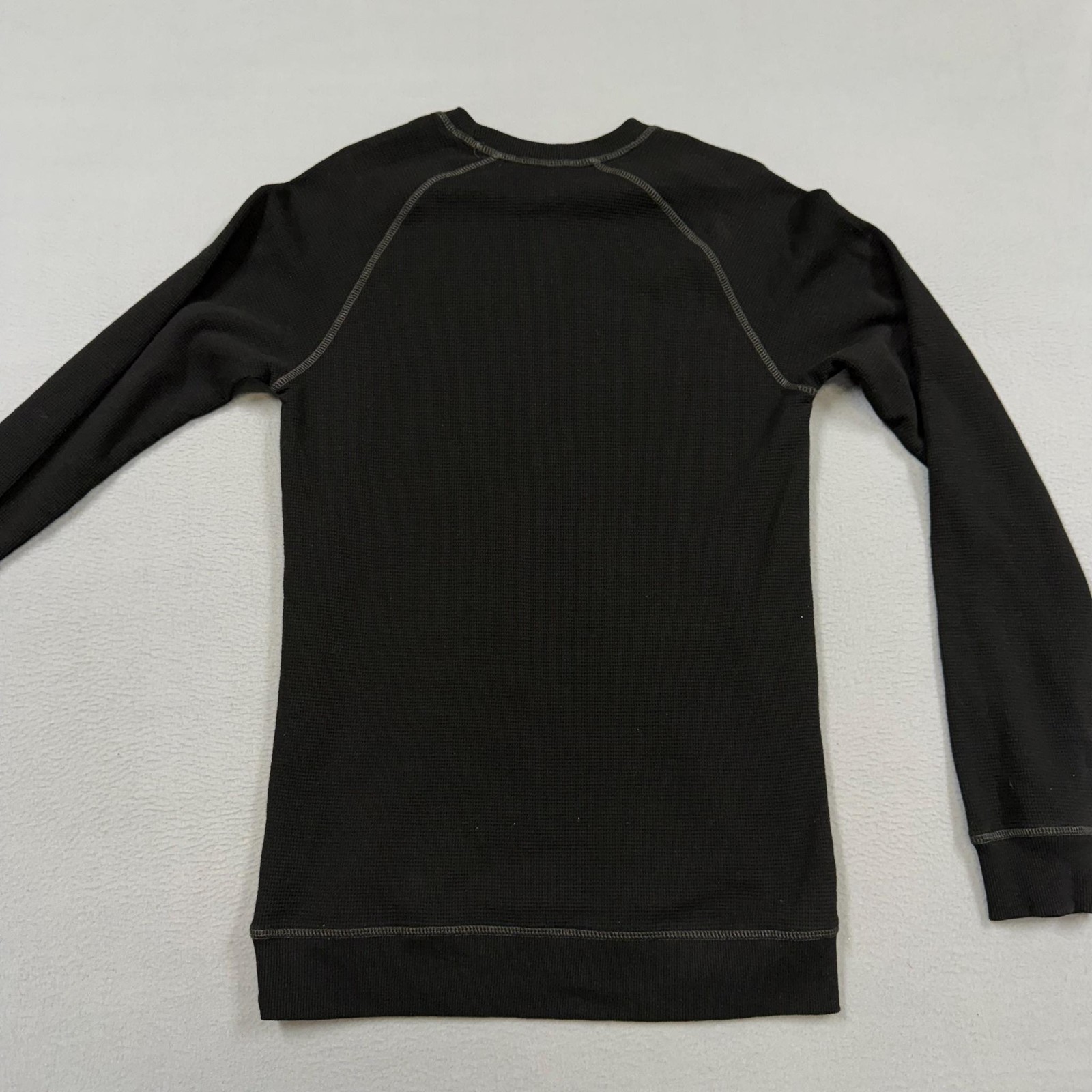 American Tall Shirt Mens ST Black Thermal Waffle Knit Long Sleeve Crewneck Top