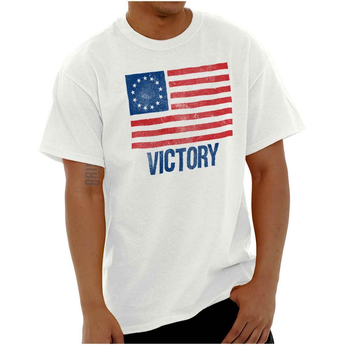 Victory Betsy Ross American Flag Patriotic Womens or Mens Crewneck T Shirt Tee