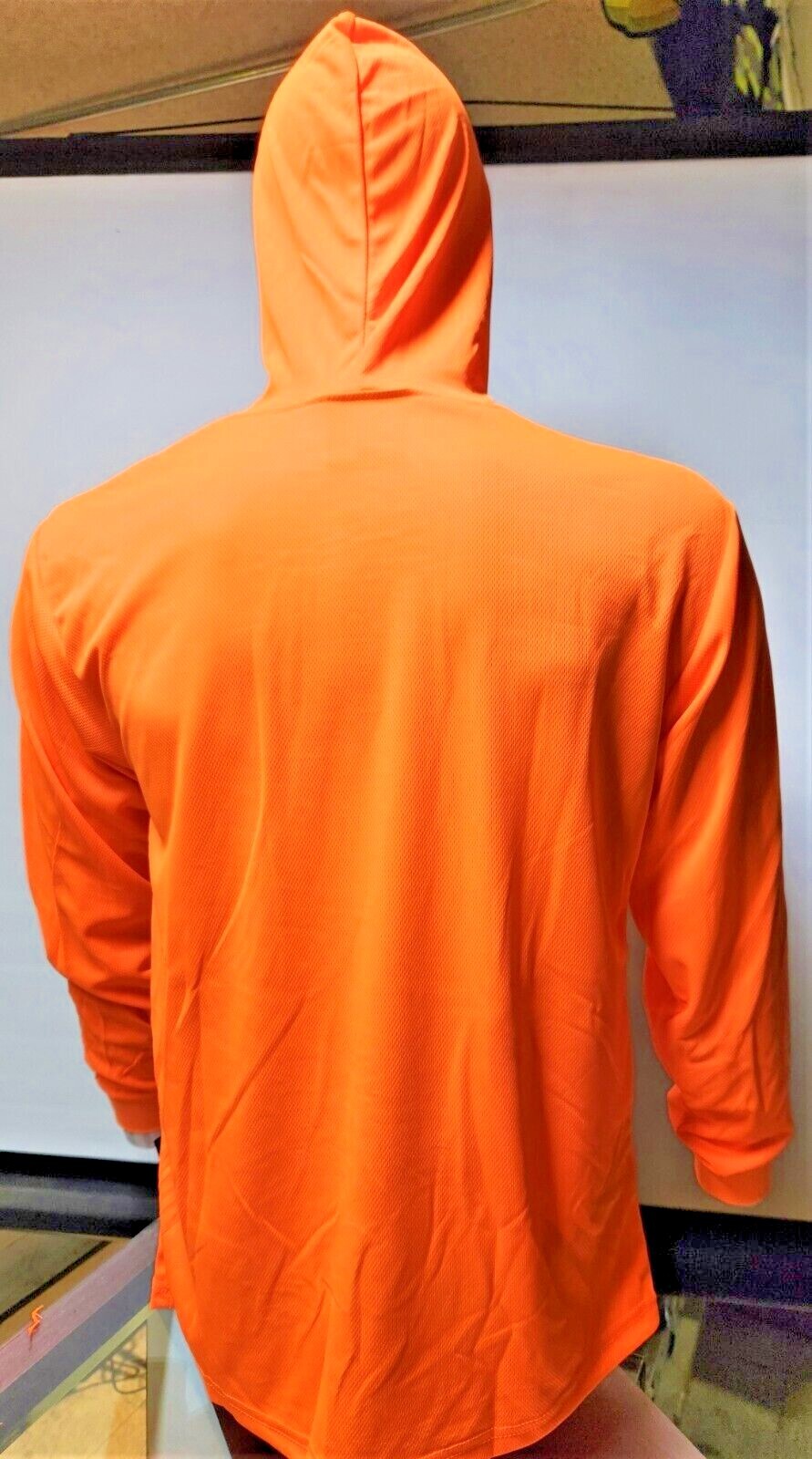 Hi Vis Long Sleeve Safety Shirt With Hoodie, Quick Dry Polyester Birdeye mesh