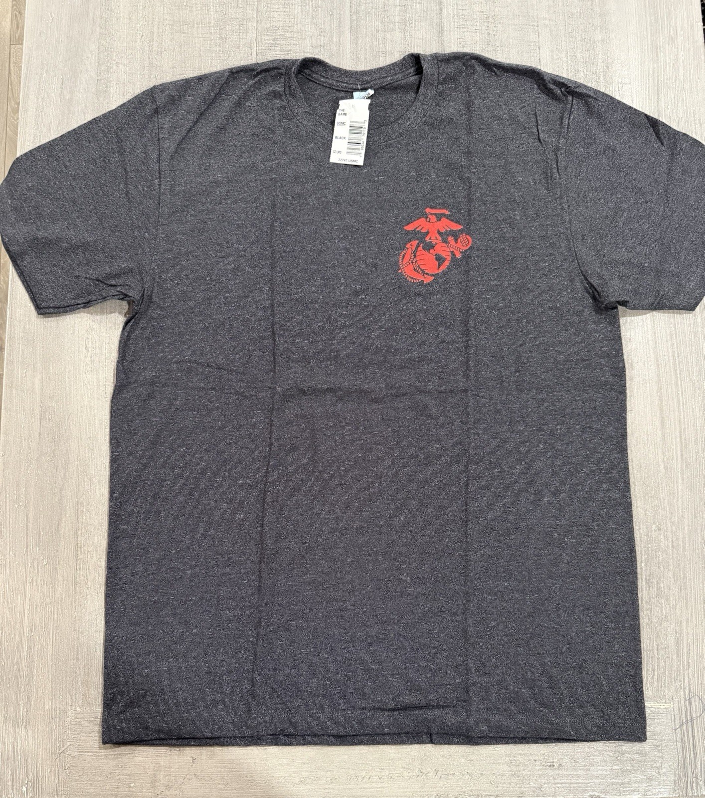 UNITED STATES MARINE CORPS – USMC With US FLAG T-Shirt – CHARCOAL – Size L