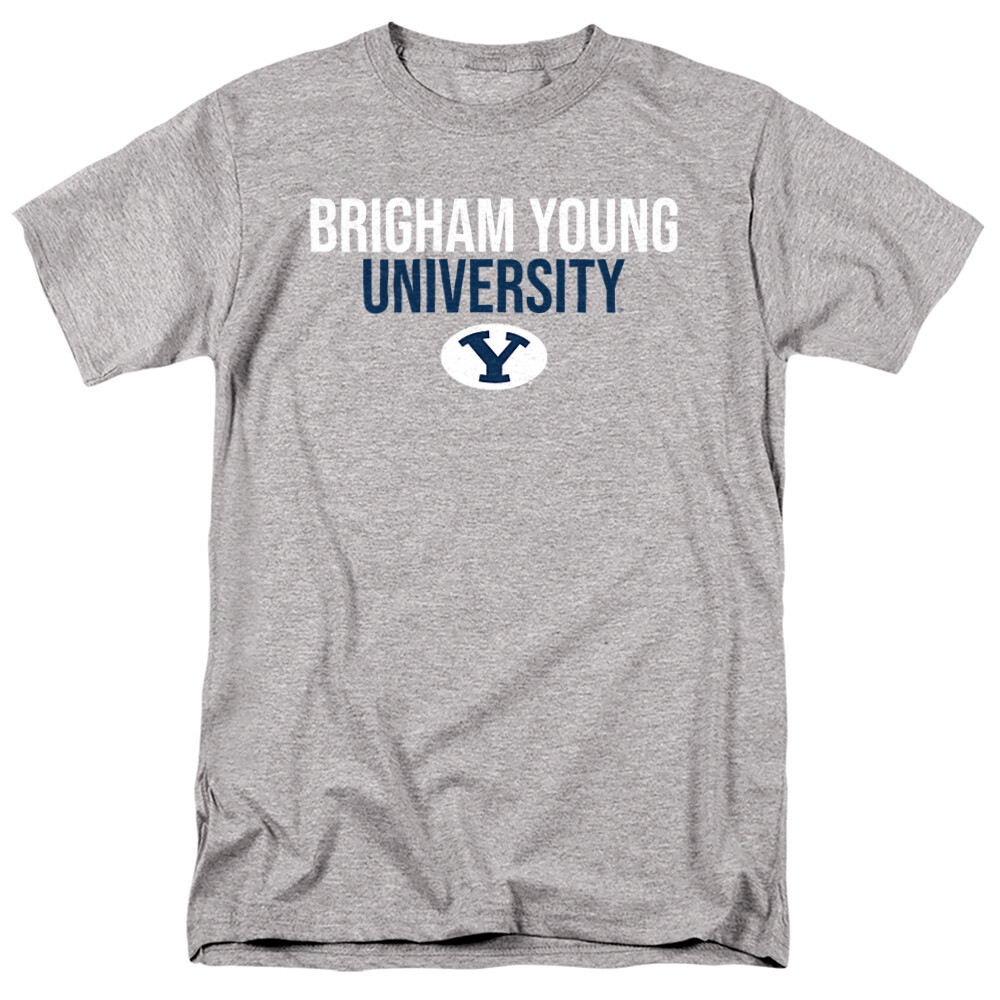 Brigham Young University Adult T-Shirt Stacked, Athletic Heather, S-5XL