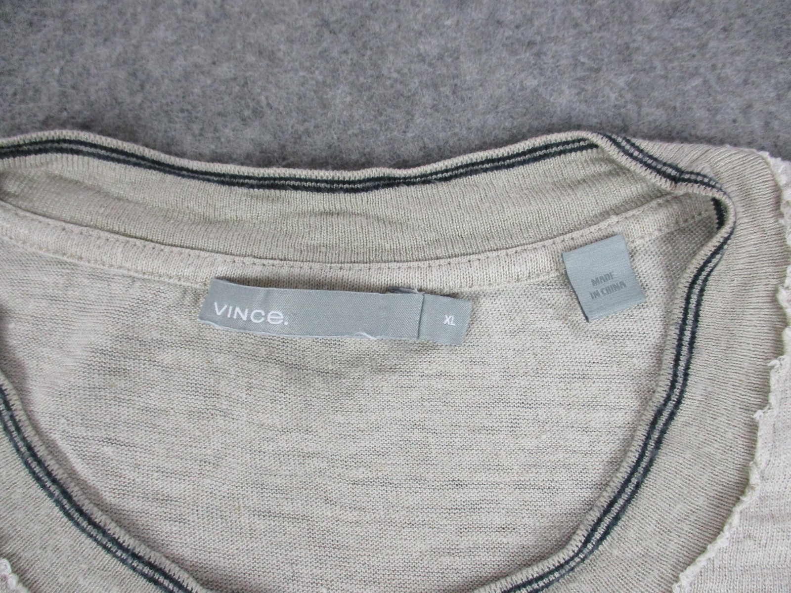 Vince Shirt Mens Extra Large Beige Linen Lightweight Basic Breathable Crew Neck