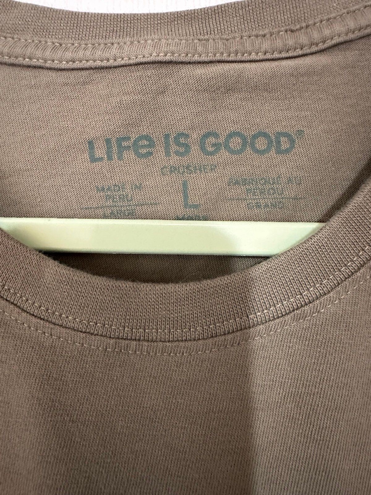 Life Is Good Mens M Green Crusher T-Shirt Patriotic USA Flag Fishing Pole NWOT L