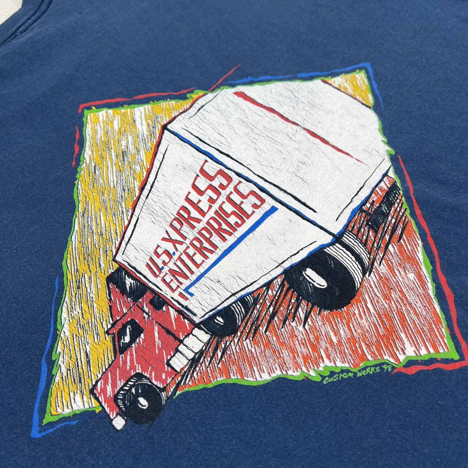 Vintage 1998 U.S. Xpress Enterprises Shirt Mens XL Pocket Tee Trucker Made USA