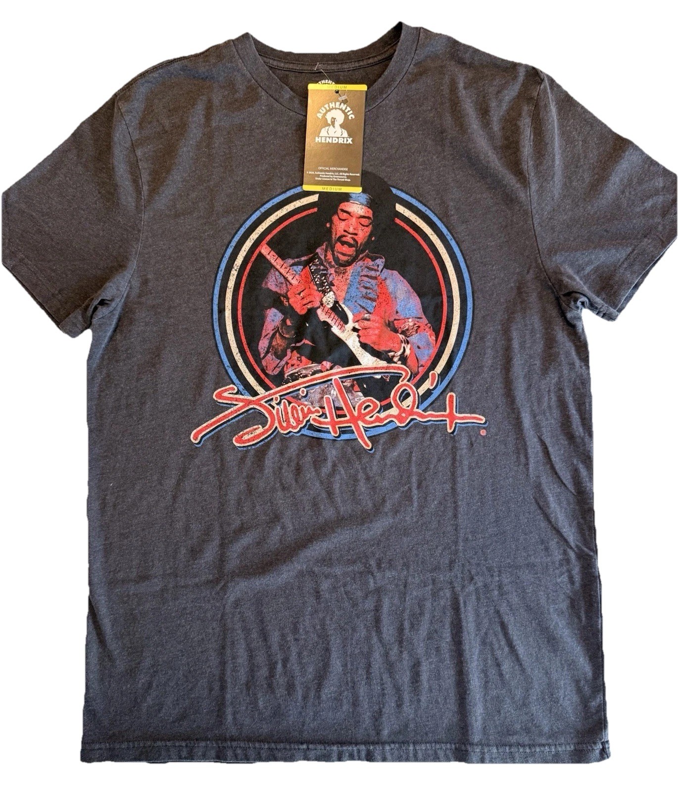 JIMI HENDRIX Grey Graphic Retro Tour Tee T-Shirt By Authentic Hendrix~Medium
