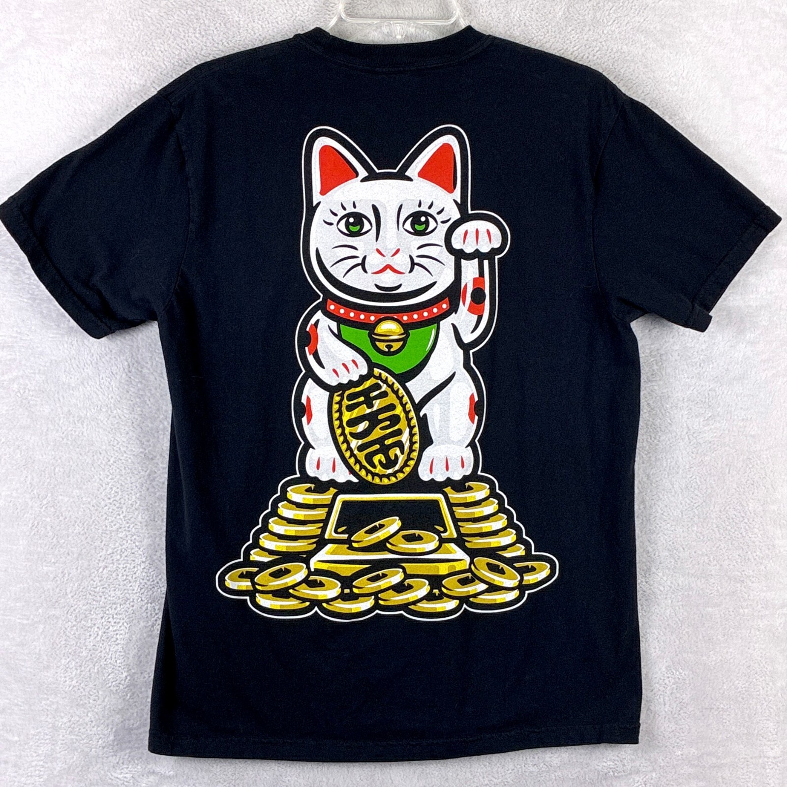 Low Rollers Club Tshirt Mens M Black Fortune Cat Coins Gambling Streetwear Vegas
